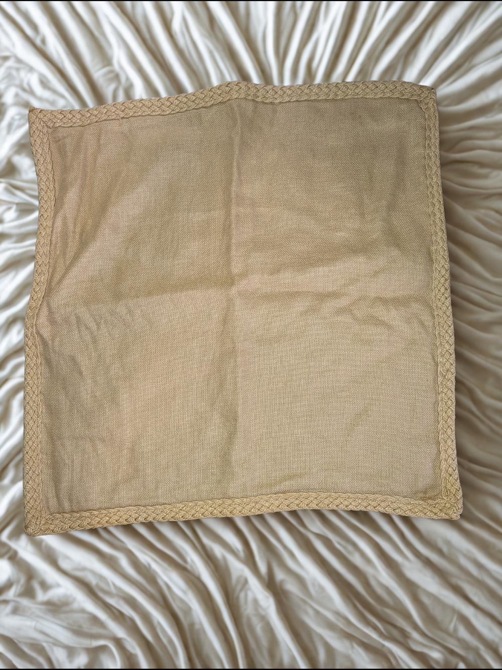 Pottery Barn Tan Braided-Edge Woven Accent Pillow Cover